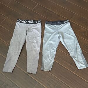 NIKE | Women’s L Bundle Elastic Band Heathered Gray/ Gray Capri Pants Tights